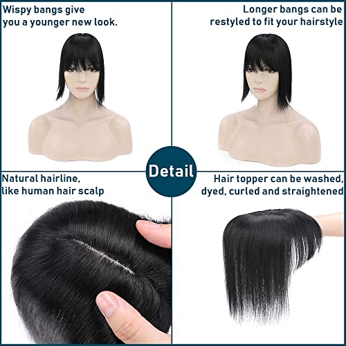 Human Hair Synthetic Blend Hair topper with bangs - Image 72