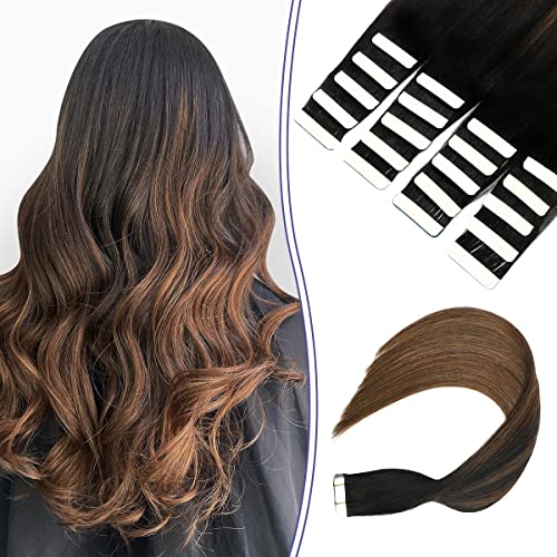 Human Hair Tape in Extensions Ombre Baylage Hair 14 Inch Tape in Extensions - Image 25