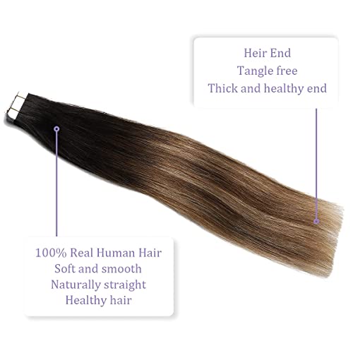 Human Hair Tape in Extensions Ombre Baylage Hair 14 Inch Tape in Extensions - Image 33