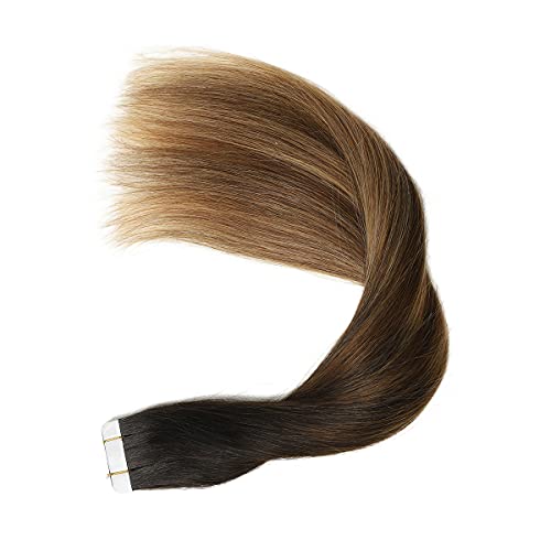 Human Hair Tape in Extensions Ombre Baylage Hair 14 Inch Tape in Extensions - Image 52