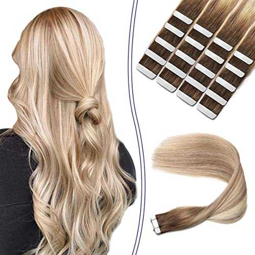 Human Hair Tape in Extensions Ombre Baylage Hair 14 Inch Tape in Extensions - Image 56