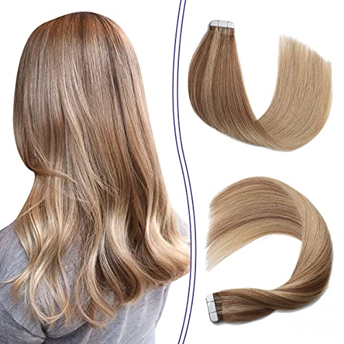 Human Hair Tape in Extensions Ombre Baylage Hair 14 Inch Tape in Extensions - Image 83