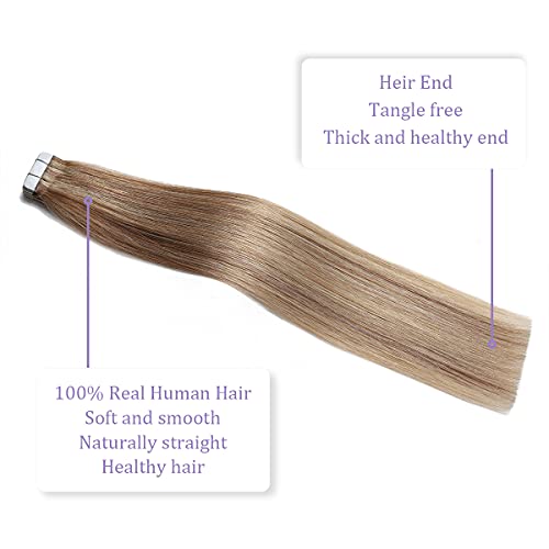 Human Hair Tape in Extensions Ombre Baylage Hair 14 Inch Tape in Extensions - Image 84
