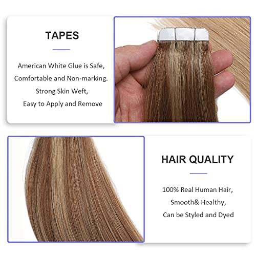 Human Hair Tape in Extensions Ombre Baylage Hair 14 Inch Tape in Extensions - Image 86