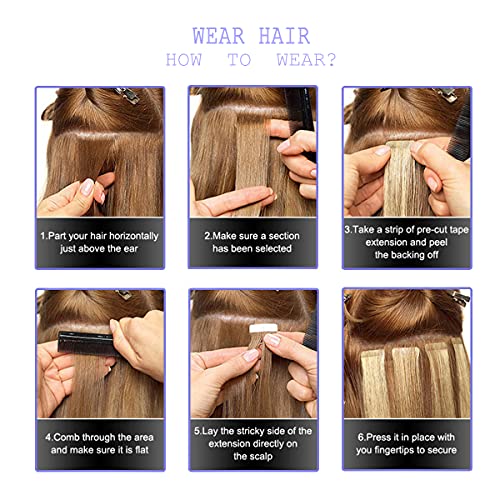 Human Hair Tape in Extensions Ombre Baylage Hair 14 Inch Tape in Extensions - Image 95
