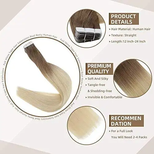 Invisible Tape Remy Human Hair Extensions 14 to 22 Inches Long - Image 14