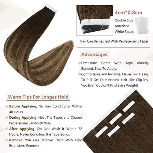 Invisible Tape Remy Human Hair Extensions 14 to 22 Inches Long - Image 27
