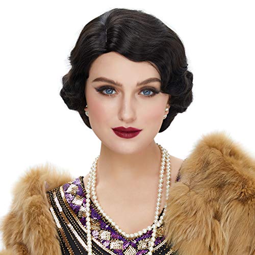 Jet Black 1920s Finger Wave Flapper Wig - Image 3
