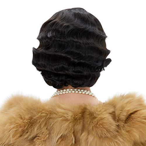 Jet Black 1920s Finger Wave Flapper Wig - Image 5