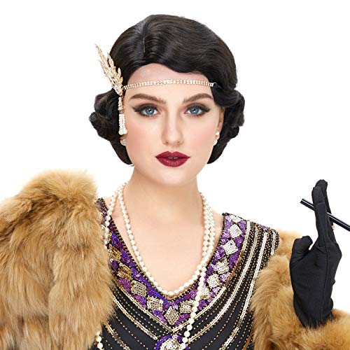 Jet Black 1920s Finger Wave Flapper Wig - Image 6