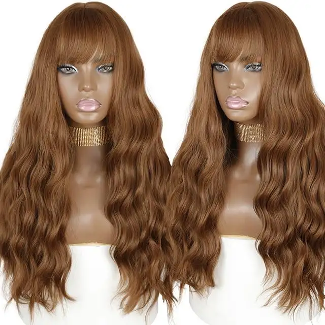 Justine Long Water Wave Synthetic Wigs With Bangs - Image 11