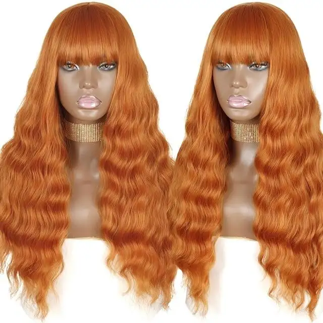 Justine Long Water Wave Synthetic Wigs With Bangs - Image 12