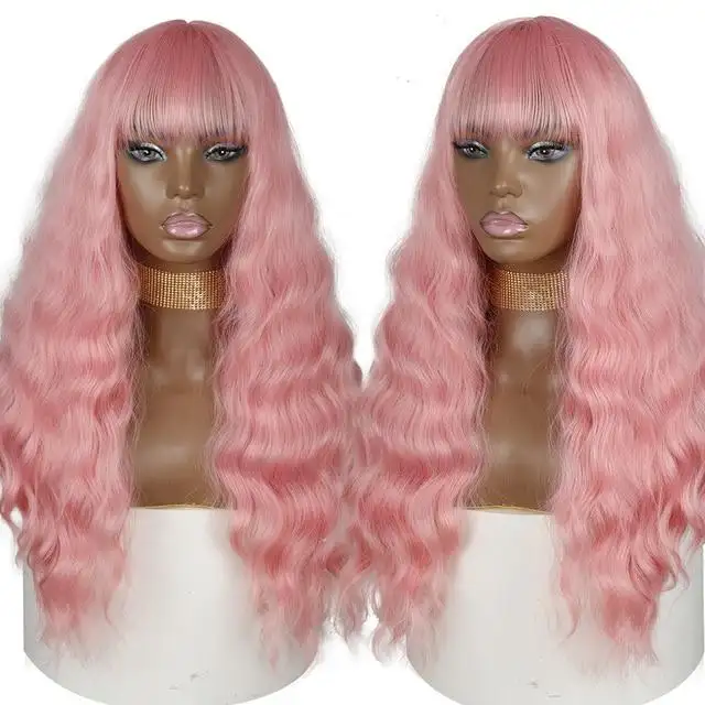 Justine Long Water Wave Synthetic Wigs With Bangs - Image 13