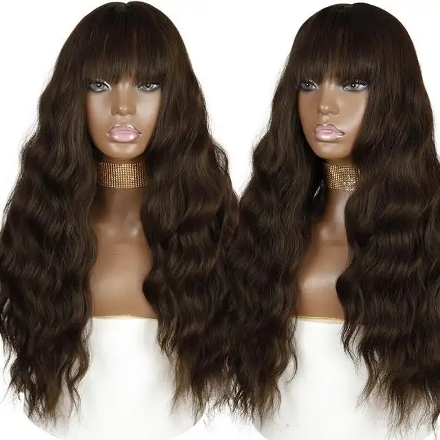 Justine Long Water Wave Synthetic Wigs With Bangs - Image 8