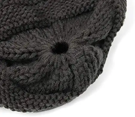 Knitted Ponytail Beanie Hat 2pc Set - Image 6