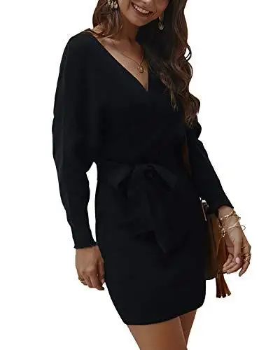 Ladies Knitted Wrap Around Sweater Dress - Image 12