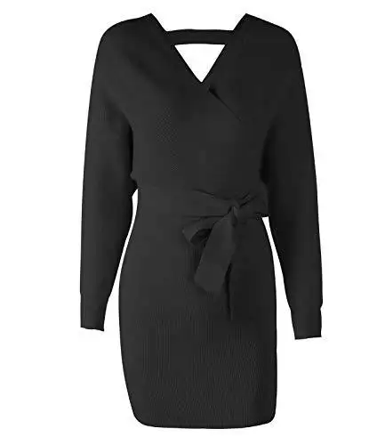 Ladies Knitted Wrap Around Sweater Dress - Image 13