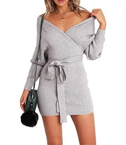 Ladies Knitted Wrap Around Sweater Dress - Image 14