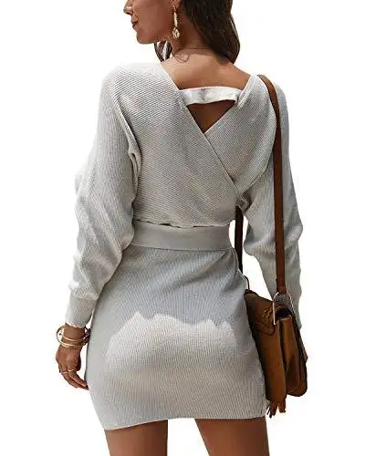 Ladies Knitted Wrap Around Sweater Dress - Image 15