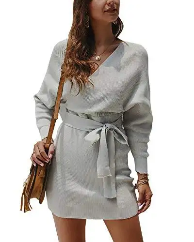 Ladies Knitted Wrap Around Sweater Dress - Image 16