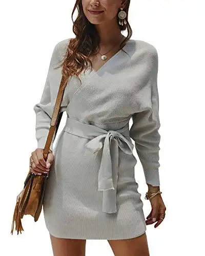 Ladies Knitted Wrap Around Sweater Dress - Image 17