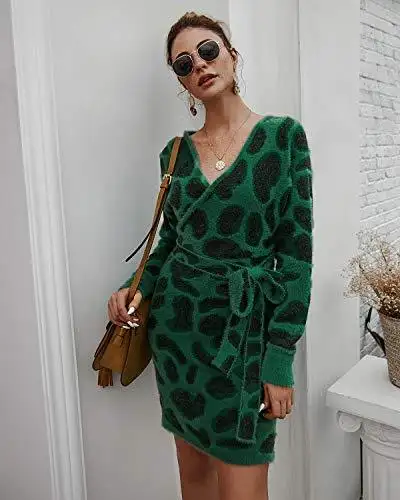 Ladies Knitted Wrap Around Sweater Dress - Image 22