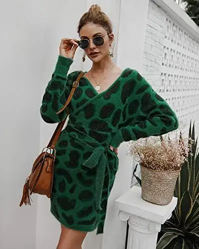 Ladies Knitted Wrap Around Sweater Dress - Image 23