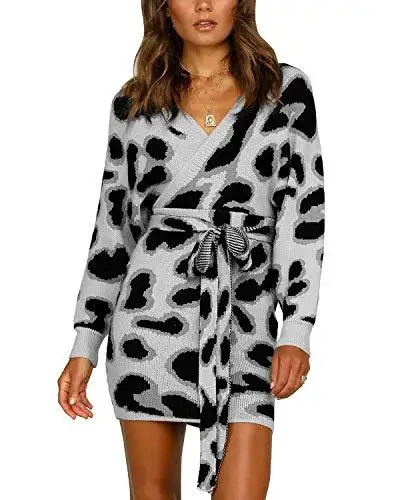 Ladies Knitted Wrap Around Sweater Dress - Image 28