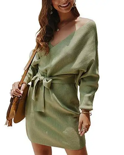 Ladies Knitted Wrap Around Sweater Dress - Image 3