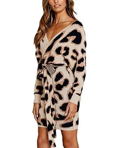Ladies Knitted Wrap Around Sweater Dress - Image 34