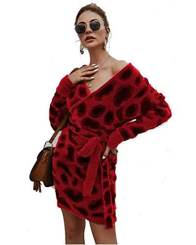 Ladies Knitted Wrap Around Sweater Dress - Image 36