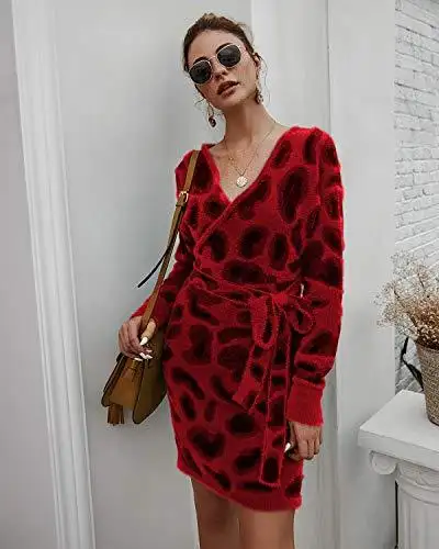 Ladies Knitted Wrap Around Sweater Dress - Image 37