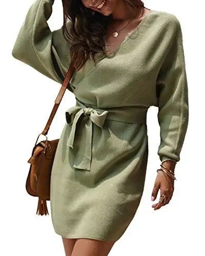 Ladies Knitted Wrap Around Sweater Dress - Image 4