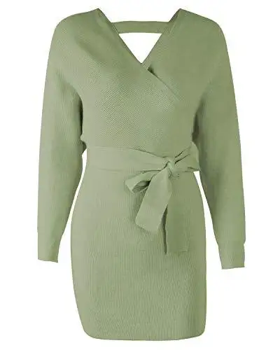 Ladies Knitted Wrap Around Sweater Dress - Image 6