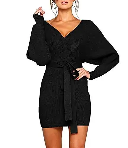 Ladies Knitted Wrap Around Sweater Dress - Image 8