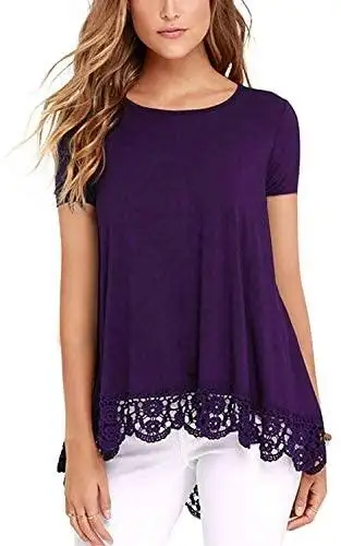 Ladies Pull Over Top with Lace Hem - Image 10