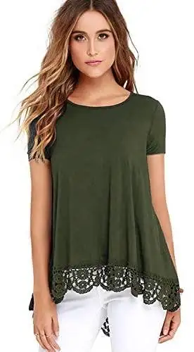 Ladies Pull Over Top with Lace Hem - Image 11