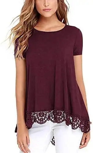 Ladies Pull Over Top with Lace Hem - Image 12