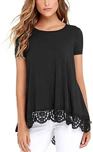 Ladies Pull Over Top with Lace Hem - Image 13