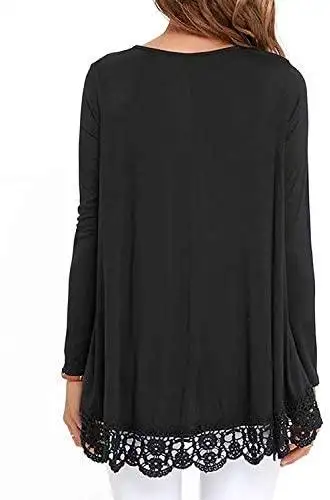 Ladies Pull Over Top with Lace Hem - Image 3