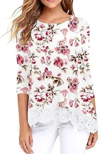 Ladies Pull Over Top with Lace Hem - Image 6
