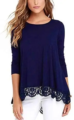 Ladies Pull Over Top with Lace Hem - Image 7