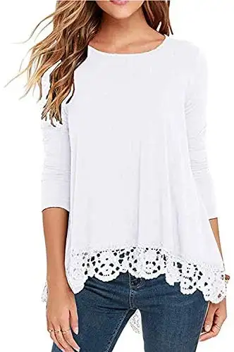 Ladies Pull Over Top with Lace Hem - Image 8