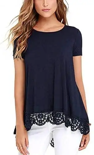 Ladies Pull Over Top with Lace Hem - Image 9