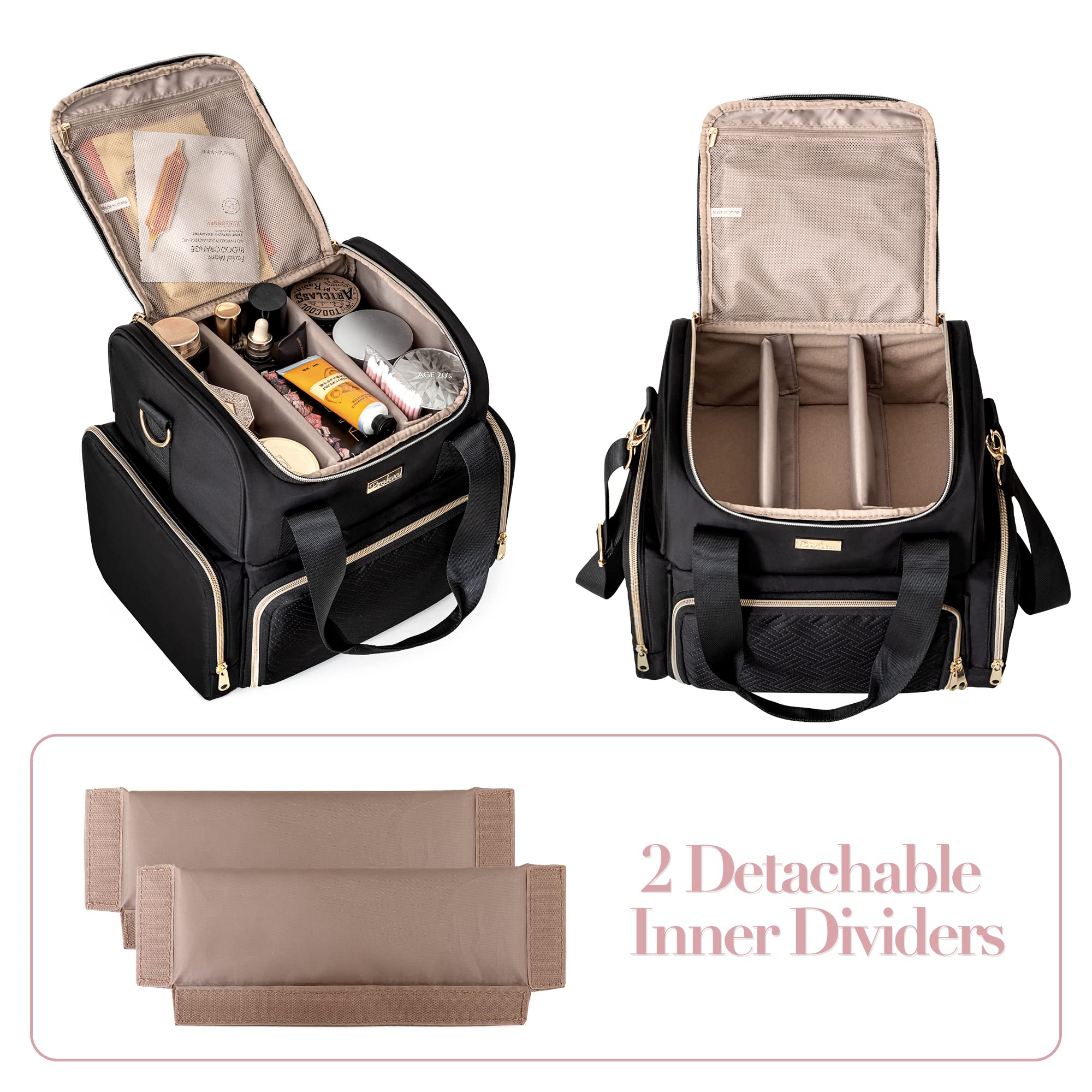 Large Makeup Cosmetic Bag with 3 Removable Cases - Image 10