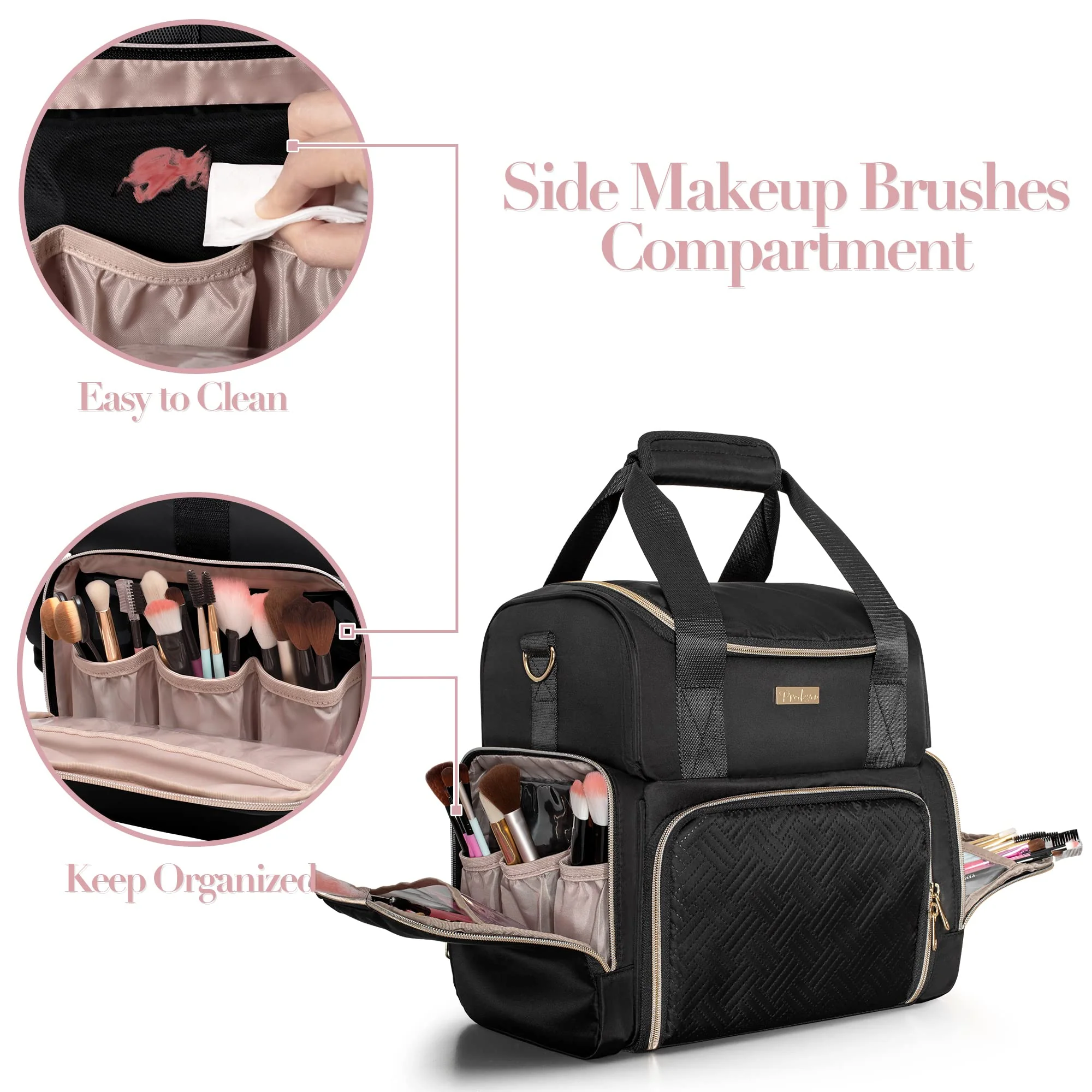 Large Makeup Cosmetic Bag with 3 Removable Cases - Image 11