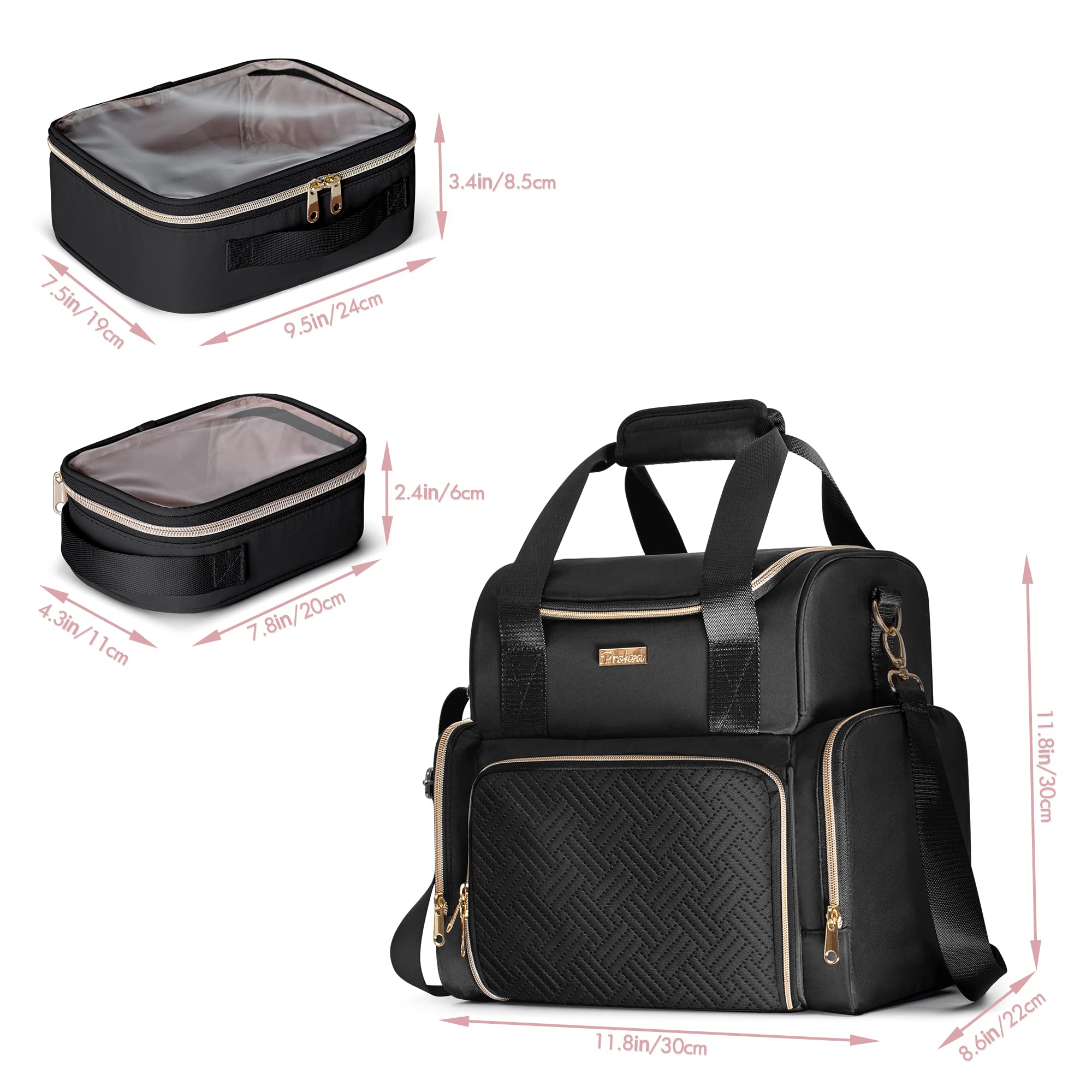 Large Makeup Cosmetic Bag with 3 Removable Cases - Image 12