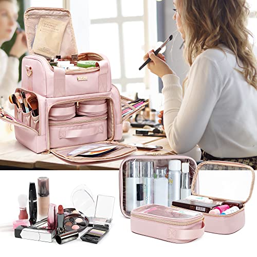 Large Makeup Cosmetic Bag with 3 Removable Cases - Image 7