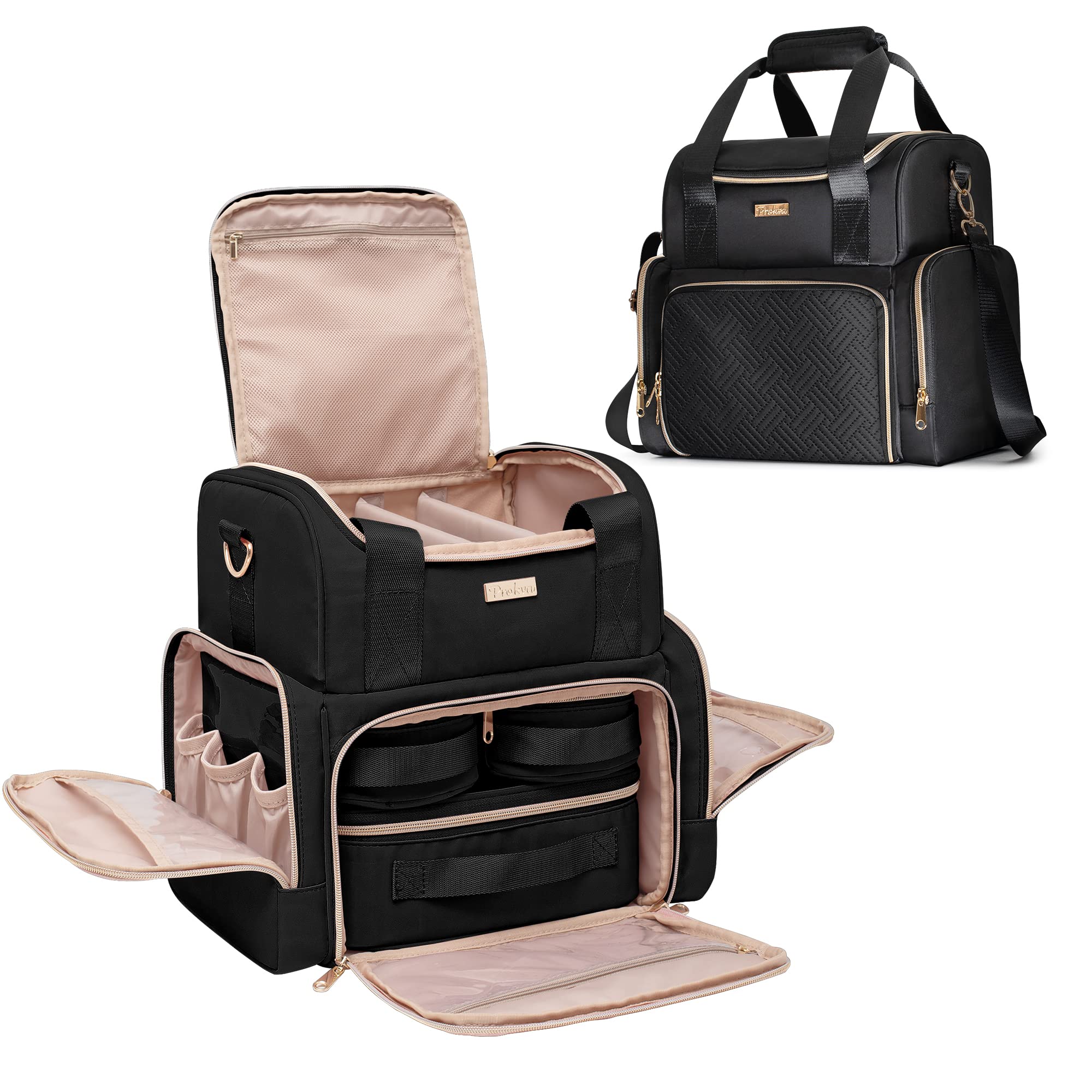 Large Makeup Cosmetic Bag with 3 Removable Cases - Image 8
