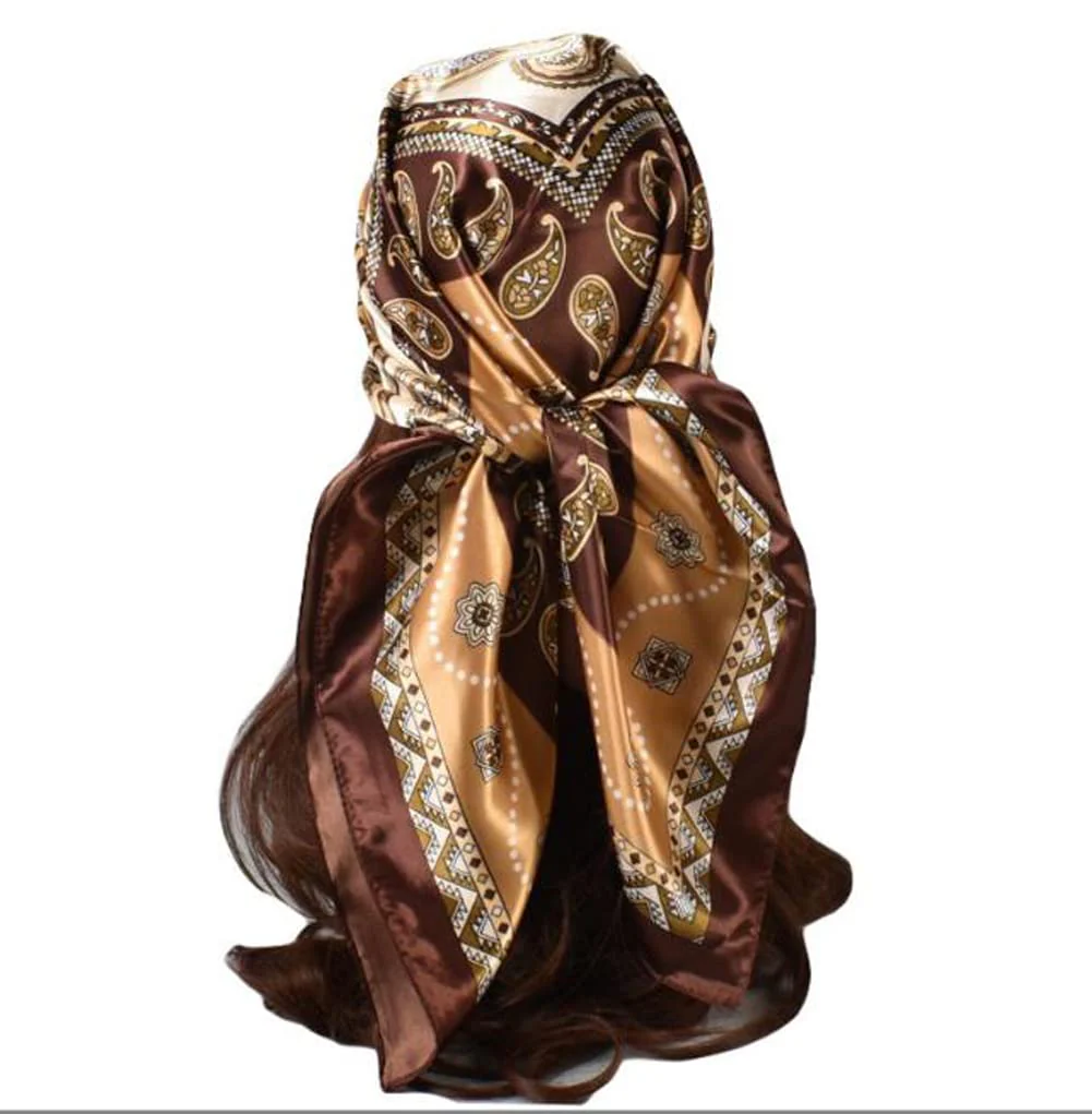 Large Satin Square Head Scarf - 2PCS - Image 12